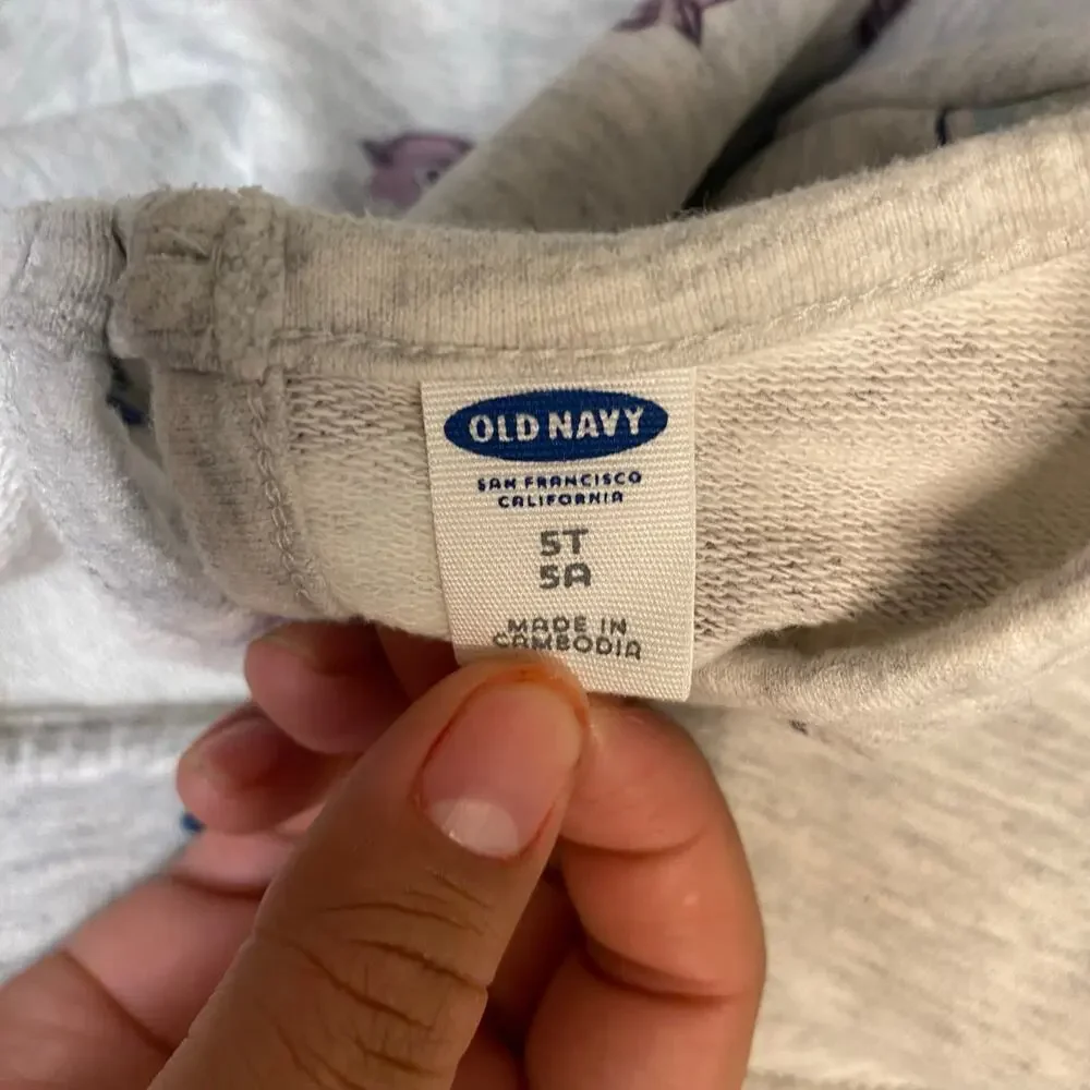 Old Navy gray bird long sleeve sweatshirt‎ dress SIZE 5